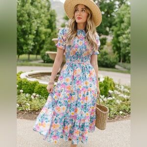 Ivy City Co Delia Dress in Blue X Large